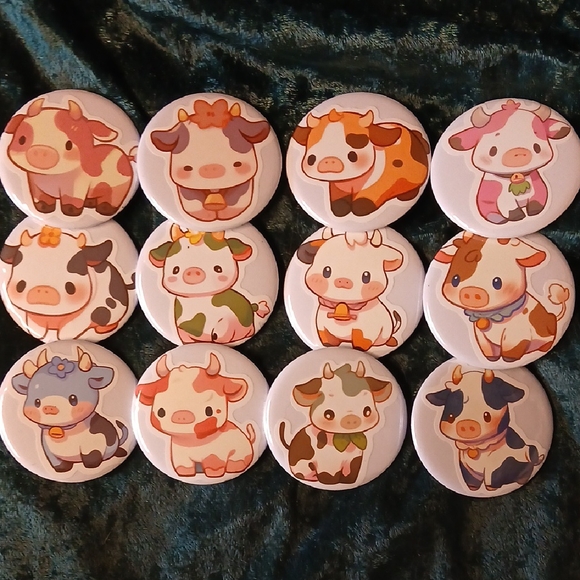 Handmade Other - Cute Cow Button Set - Multicolor Set of 12
